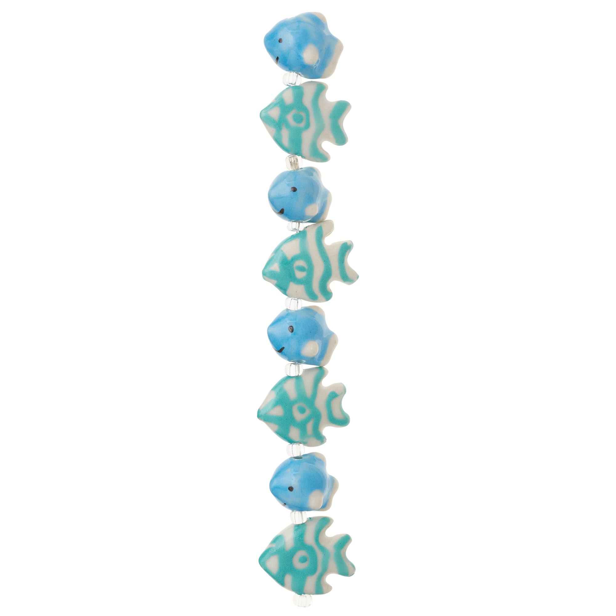 Blue Fish Mix Ceramic Beads by Bead Landing™